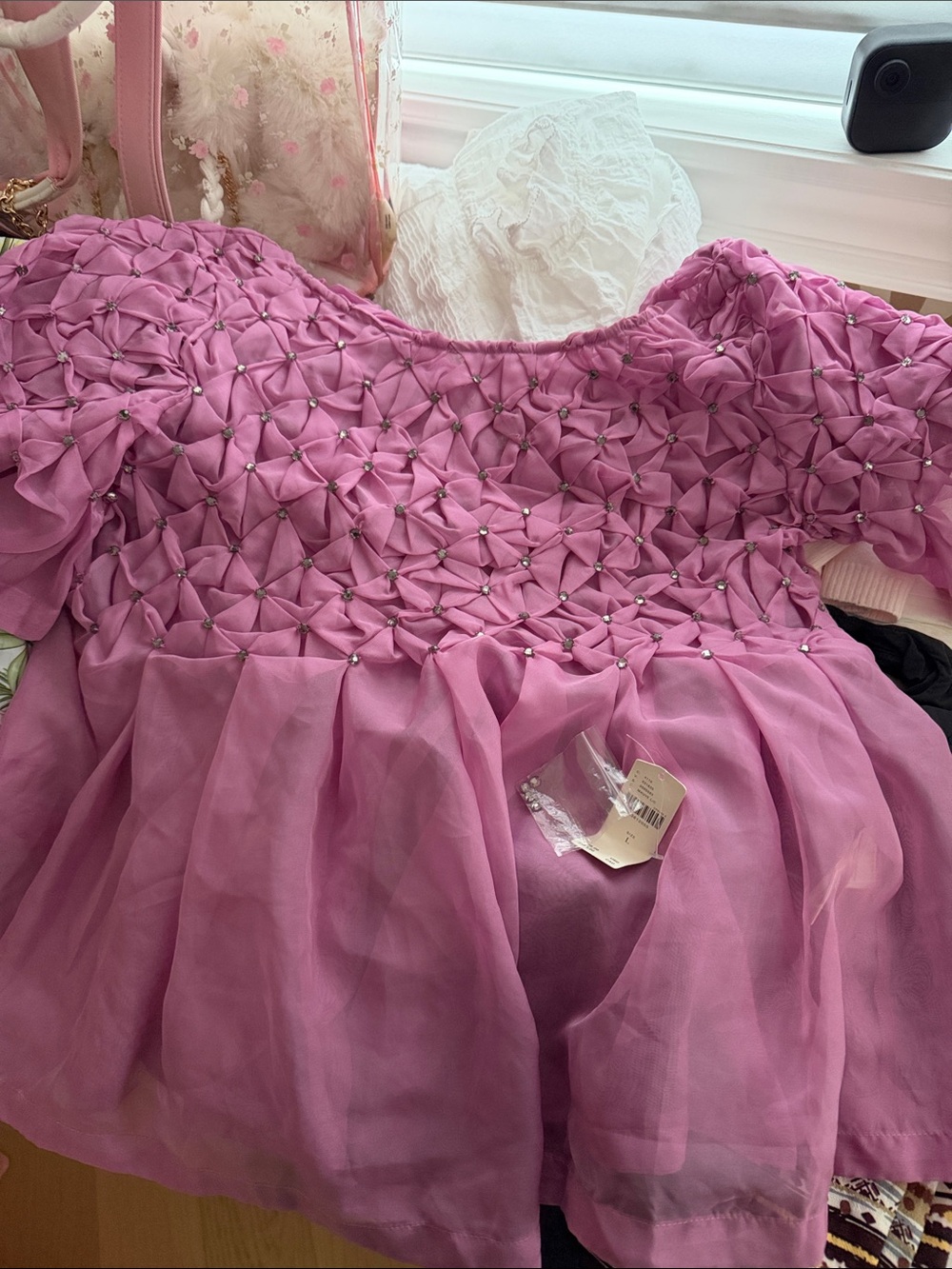Women’s Anthropologie ' Pink Pintuck Pearl-Accent Party Dress
